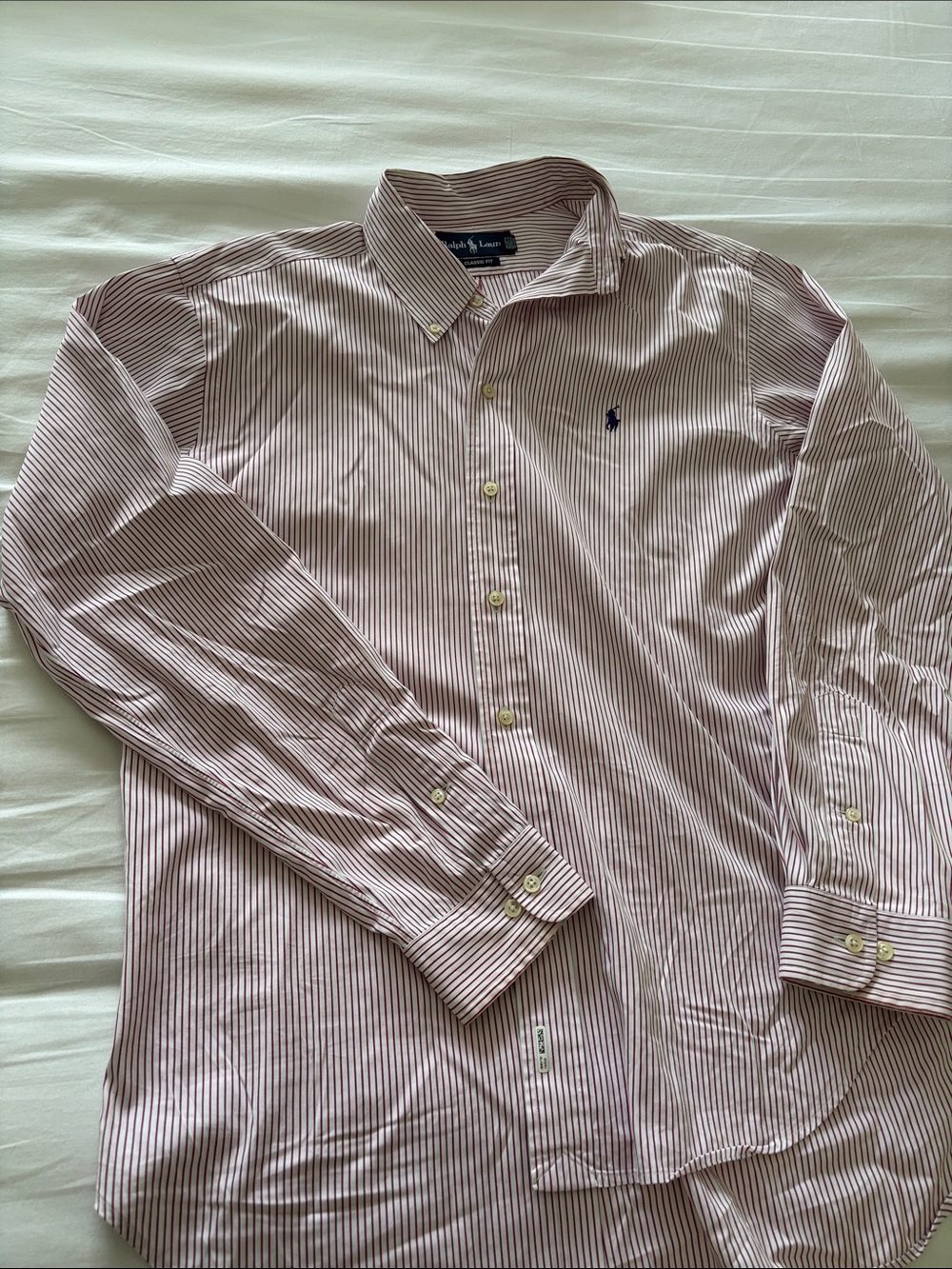 Ralph Lauren Men’s Red and White Striped Button-Down Shirt
